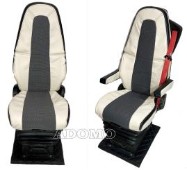 Sitzbezüge aus Kunstleder für Volvo FH4 und FH5 schwarz-beige, Beifahrer ohne Armlehnen OHNE old skool 