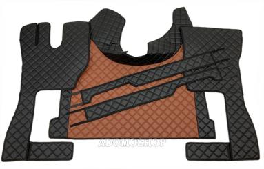 Kunstlederfußmatten mit Sitzsockel für Volvo FH4, FH5 schwarz-braun-matt 