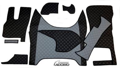 Kunstlederfußmatten mit Sitzsockel für DAF XF-new ab 2021 klappbar grau - schwarz 