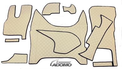 Kunstlederfußmatten mit Sitzsockel für DAF XF-new ab 2021 klappbar beige 