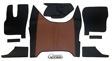 Kunstlederfußmatten mit Sitzsockel für DAF XF-new ab 2021 luftgefedert schwarz-braun - glatt 