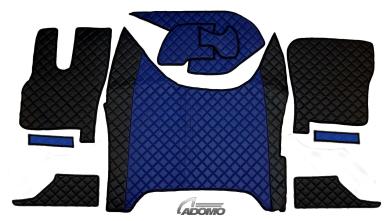 Kunstlederfußmatten mit Sitzsockel für DAF XF-new ab 2021 luftgefedert schwarz - blau 