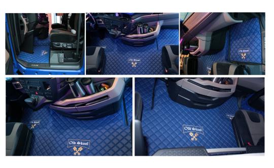Kunstlederfußmatten für Man TGX ab 2020 blau-matt Old Skool 