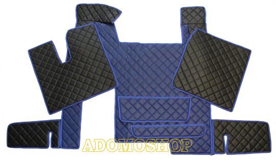 Kunstlederfussmatten für MAN TGX ab 2007 Automatik 2 Schubladen blau - schwarz 