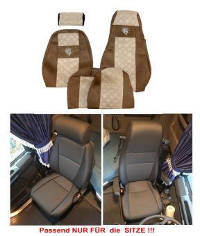 Lkw Sitzbezüge für Scania R ab 2010, klappbarer Beifahrersitz, braun-beige 