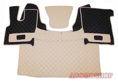 Kunstlederfußmatten mit Sitzsockel für DAF XF 106 ab 07/2017 beige - schwarz 