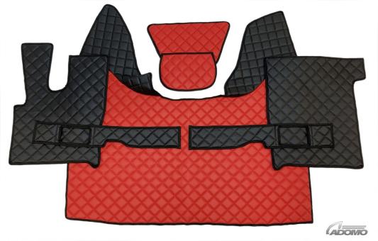 Kunstlederfußmatten mit Sitzsockel für DAF XF 106 ab 07/2017 schwarz - rot 