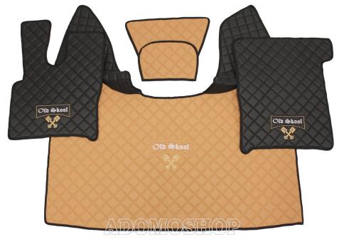 Kunstlederfußmatten  für DAF XF 106 ab 07/2017 cappuccino - schwarz Old Skool 