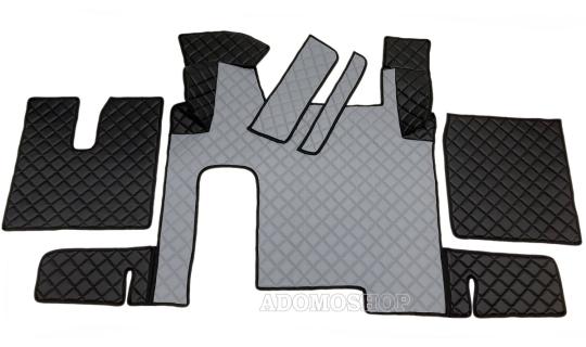 Kunstlederfussmatten für MAN TGX ab 2007 automatik 2 Schubladen grau-schwarz-mat 