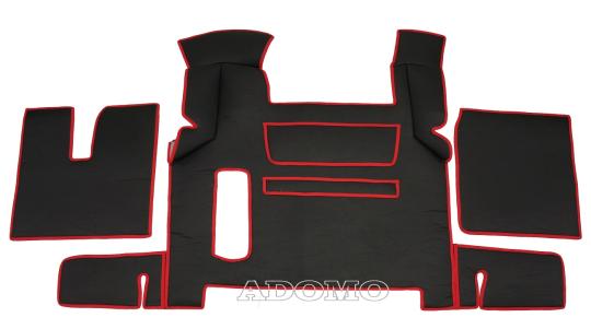 Kunstlederfußmatten für Man TGX 2018 - 2020 schwarz - glatt, Umr. rot 