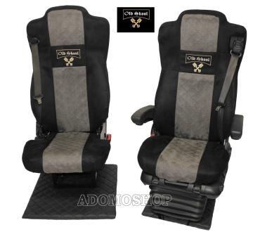 Sitzbezüge für Actros MP5 und MP4, schwarz-grau Beifahrersitz  klappbar Old Skool 12 CM