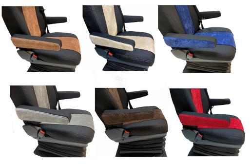 Produktbild von Adomo LKW-Shop | Sitzbezüge Für Neuen MAN TGX, TGS Ab 2020 2 Gurt Schwarz Blau Old Skool