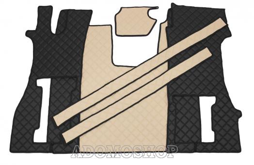 Kunstleder Fußmatten für SCANIA R ab 2017 Die neue R-Baureihe, klappbarer Beifahrersitz in beige-schwarz 