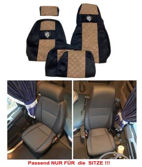 Lkw Sitzbezüge für Scania R ab 2010, klappbarer Beifahrersitz, schwarz-braun 