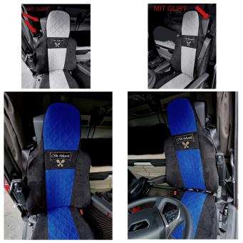 Sitzbezüge für neuen MAN TGX, TGS ab 2020 2 Gurt, schwarz-blau, Old Skool 