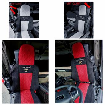 Sitzbezüge für neuen MAN TGX, TGS ab 2020 2 Gurt, schwarz-rot, Old Skool 