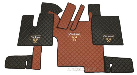 Kunstlederfussmatten für MAN TGX schwarz-braun Old Skool 