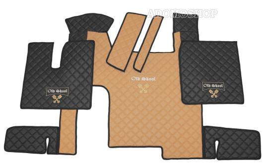 Kunstlederfussmatten für MAN TGX ab 2007 schwarz-cappuccino Old Skool 