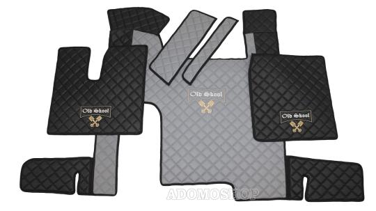 Kunstlederfussmatten für MAN TGX ab 2007 schwarz - grau Old Skool 