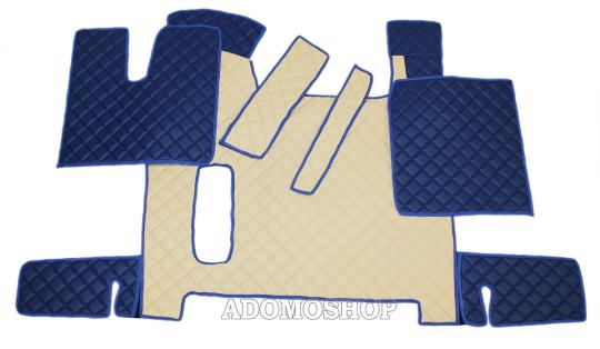 Kunstlederfußmatten für Man TGX ab 2018 beige-blau-matt 