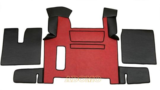 Kunstlederfußmatten für Man TGX 2018 - 2020 rot - schwarz - glatt, Umr. schwarz 