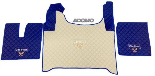 Kunstlederfußmatten für Man TGX ab 2020 beige-blau-matt Old Skool 