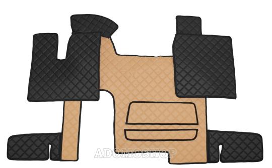Kunstlederfussmatten für MAN TGX ab 2007 automatik 2 Schubladen cappucino-schwarz-mat 