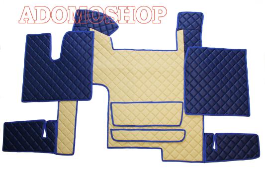 Kunstleder fussmatten für MAN TGX ab 2007 automatik 2 Schubladen beige-blau-matt 
