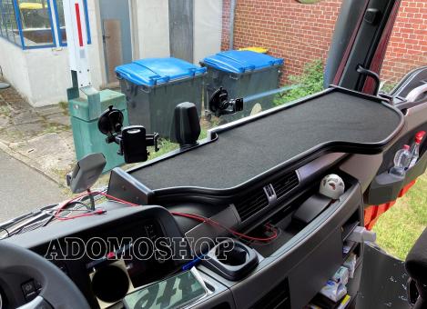 Lkw Ablagetisch für MAN TGX ab 2007 bis 2020, mit Ausschnitt für Spurassistenten in schwarz 