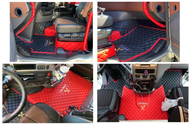 Kunstlederfußmatten  für DAF XF 106 ab 07/2017 schwarz - rot Old Skool 