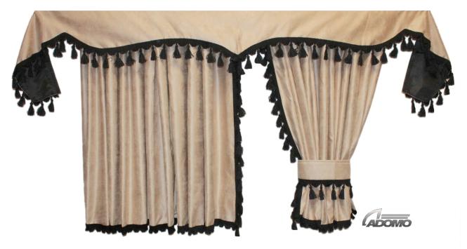 Lkw Gardinen für Scania S ab 2017, gratis Gardinenhaken beige-schwarz 