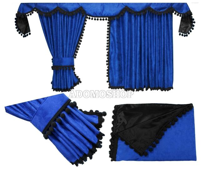 Scania S ab 2017 Gardinen, blau-schwarz, Pompoms/Kugel 