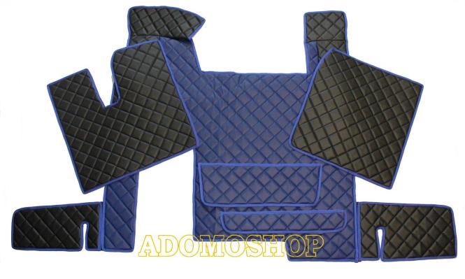 Kunstlederfussmatten für MAN TGX ab 2007 Automatik 2 Schubladen blau - schwarz 