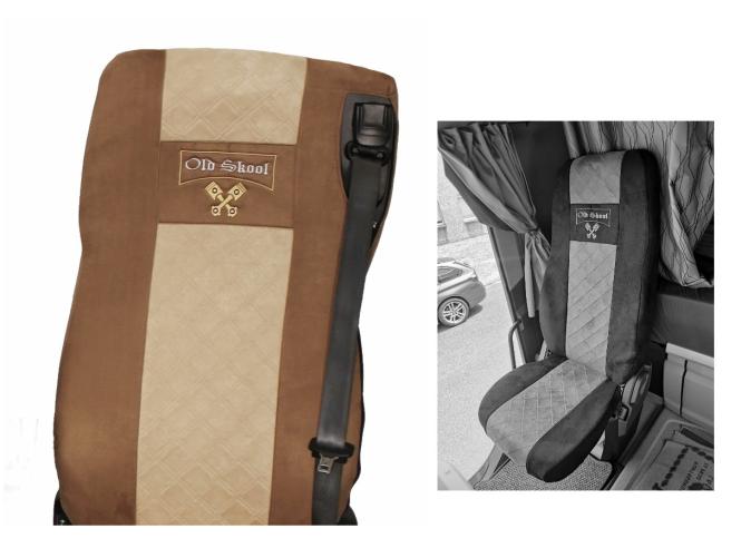 Sitzbezüge für Daf ab 2021 XF-new XG XG+, braun-beige, Old Skool, klappbar 