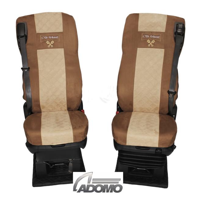 Sitzbezüge für Daf ab 2021 XF-new XG XG+, braun-beige, Old Skool, luftgefedert 