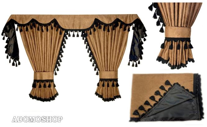 Gardinen für Mercedes Actros MP5 und MP4 Braun-Schwarz 