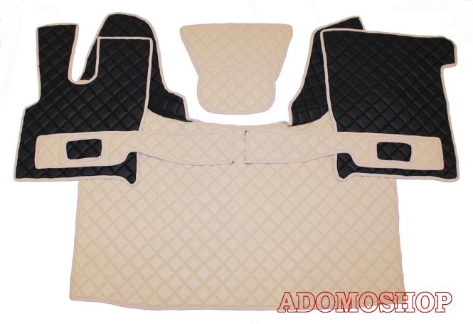 Kunstlederfußmatten mit Sitzsockel für DAF XF 106 ab 07/2017 beige - schwarz 