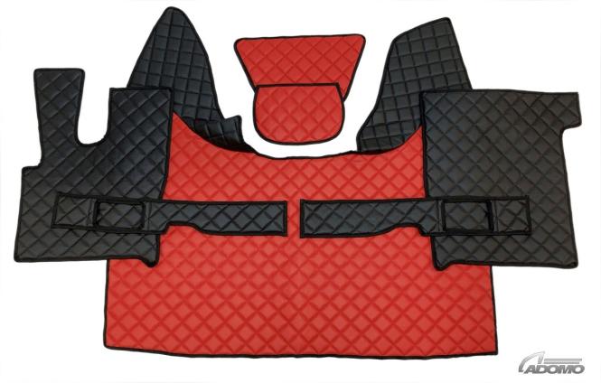 Kunstlederfußmatten mit Sitzsockel für DAF XF 106 ab 07/2017 schwarz - rot 