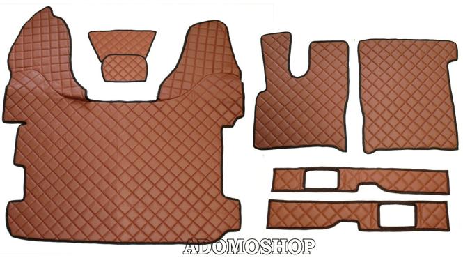 Kunstleder Fußmatten für DAF XF 106 mit Sitzsockeln - Braun 