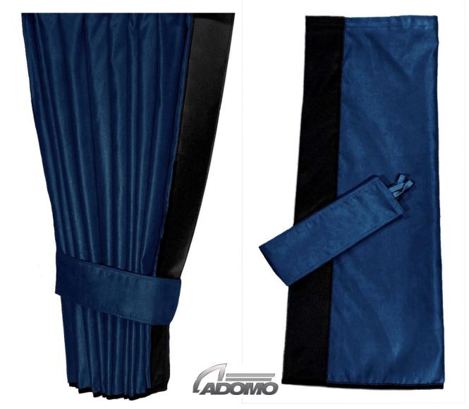 2 Seitengardinen für DAF XF 106, dunkelblau-schwarz 