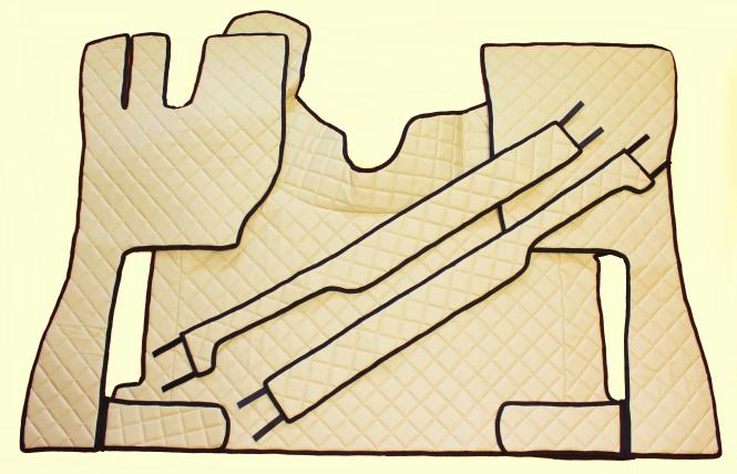 Kunstlederfussmatten mit Sitzsockel für Volvo FH4 FH5, Beifahrersitz drehbar, beige-matt 