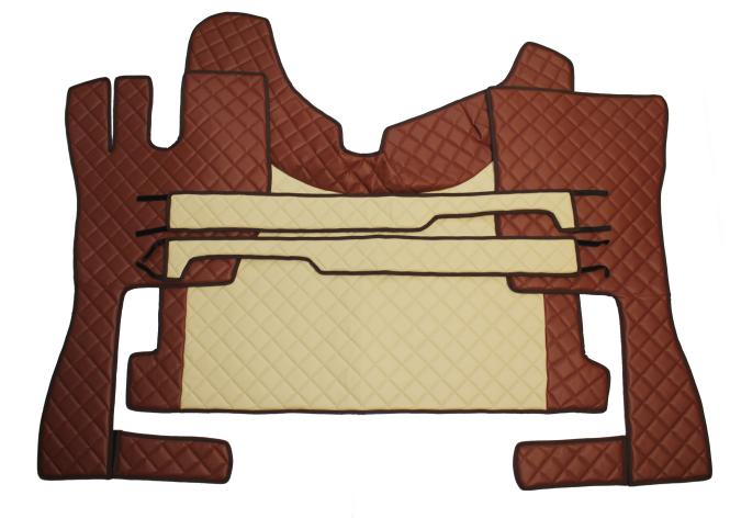 Kunstlederfußmatten mit Sitzsockel für Volvo FH4, FH5 Beifahrersitz drehbar, braun-beige-matt 