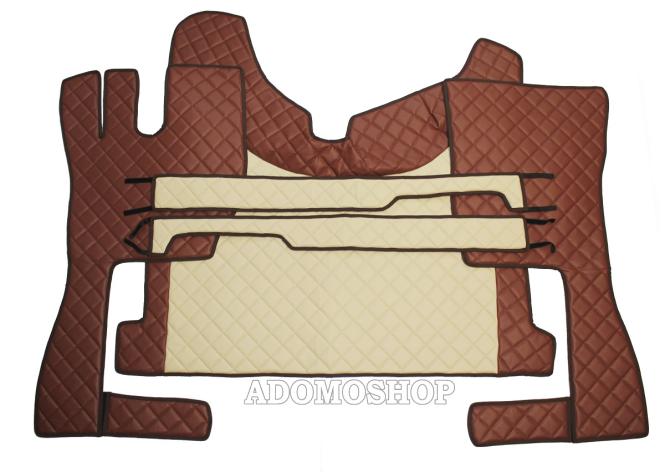Kunstlederfußmatten mit Sitzsockel für Volvo FH4, FH5 beige-braun-matt 
