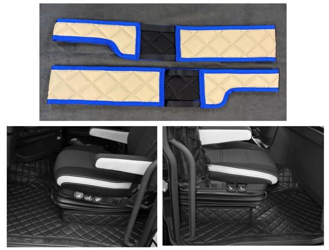 Sitzsockelverkleidung aus Kunstleder für Volvo FH4, FH5, beige-matt, umr. blau 