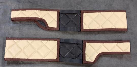 Sitzsockelverkleidung aus Kunstleder für Volvo FH4, FH5 Beifahrersitz drehbar, beige-matt, Umr. braun 