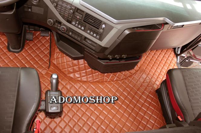 Kunstlederfußmatten mit Sitzsockeln für Volvo FH Aero FH5 FH4 braun-matt 