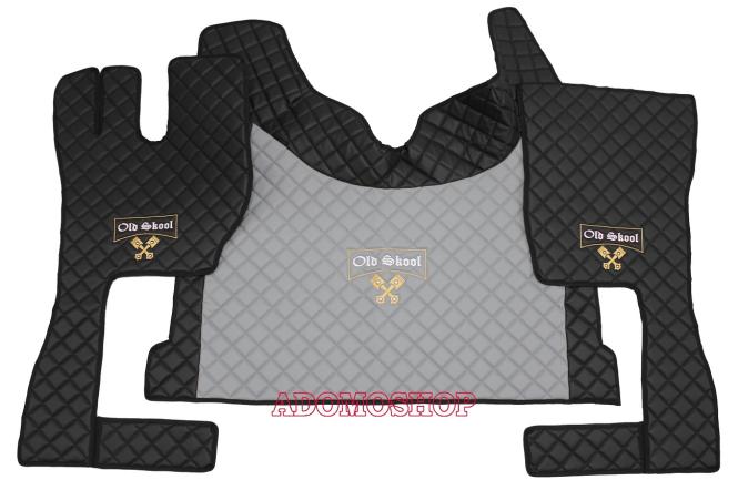 Kunstleder Fußmattenset für Volvo FH4, FH5 in grau-schwarz matt Old Skool 