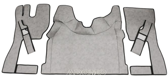 Kunstlederfußmatten mit Sitzsockel für Volvo FH4, FH5 grau-schattiert-glatt, Beifahrersitz DREHBAR 