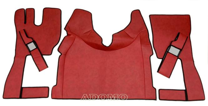 Kunstlederfußmatten mit Sitzsockel für Volvo FH4, FH5 rot-schattiert-glatt, Beifahrersitz DREHBAR 