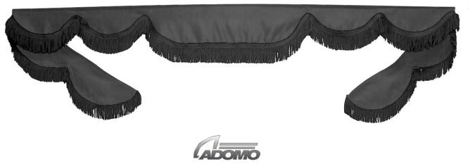 Frontscheibenborde in grau-schwarz, gerade Fransen für Man Scania Volvo Mercedes Iveco Daf Renault 